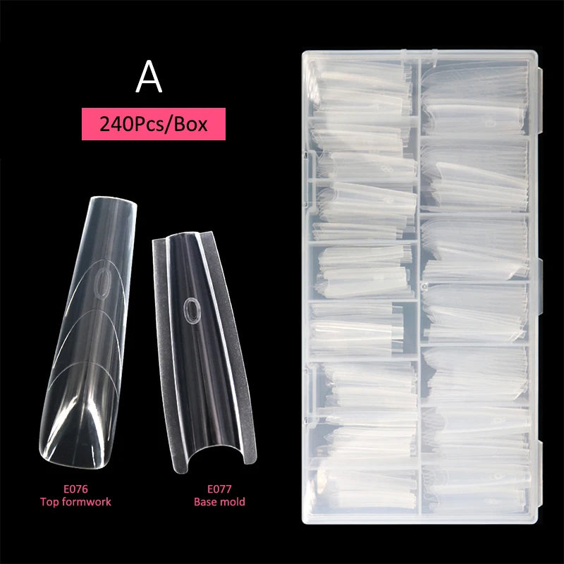 Sandwich Dual Nail Forms 240pcs 14 Sizes – Coffin & Almond Nail Extension Forms SPOT A