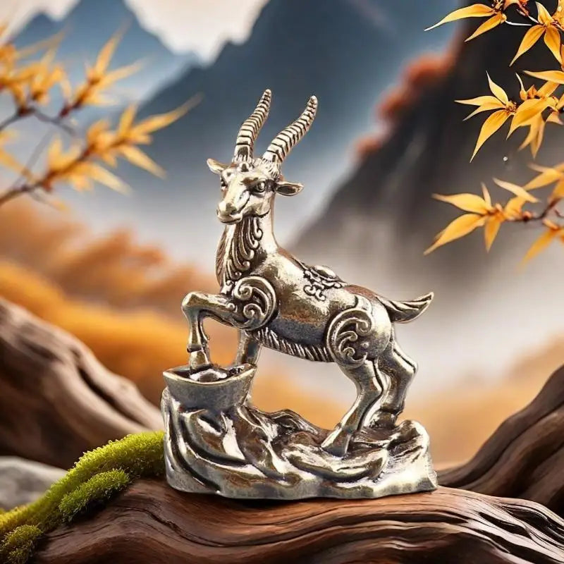 Feng Shui Zodiac Goat Statue with Lucky Coins – Desk Decor Decorative Figurine SPOT