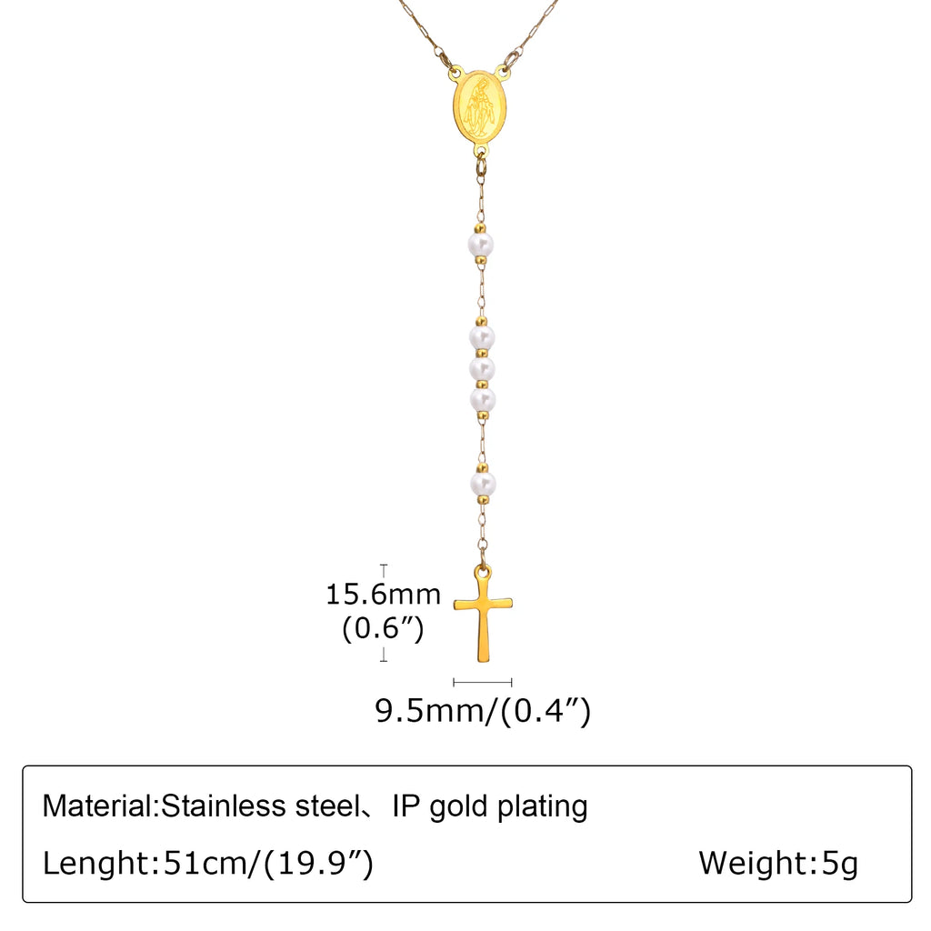 Virgin Mary Rosary Beads Cross Pendant Necklace for Women Pendant Necklace SPOT