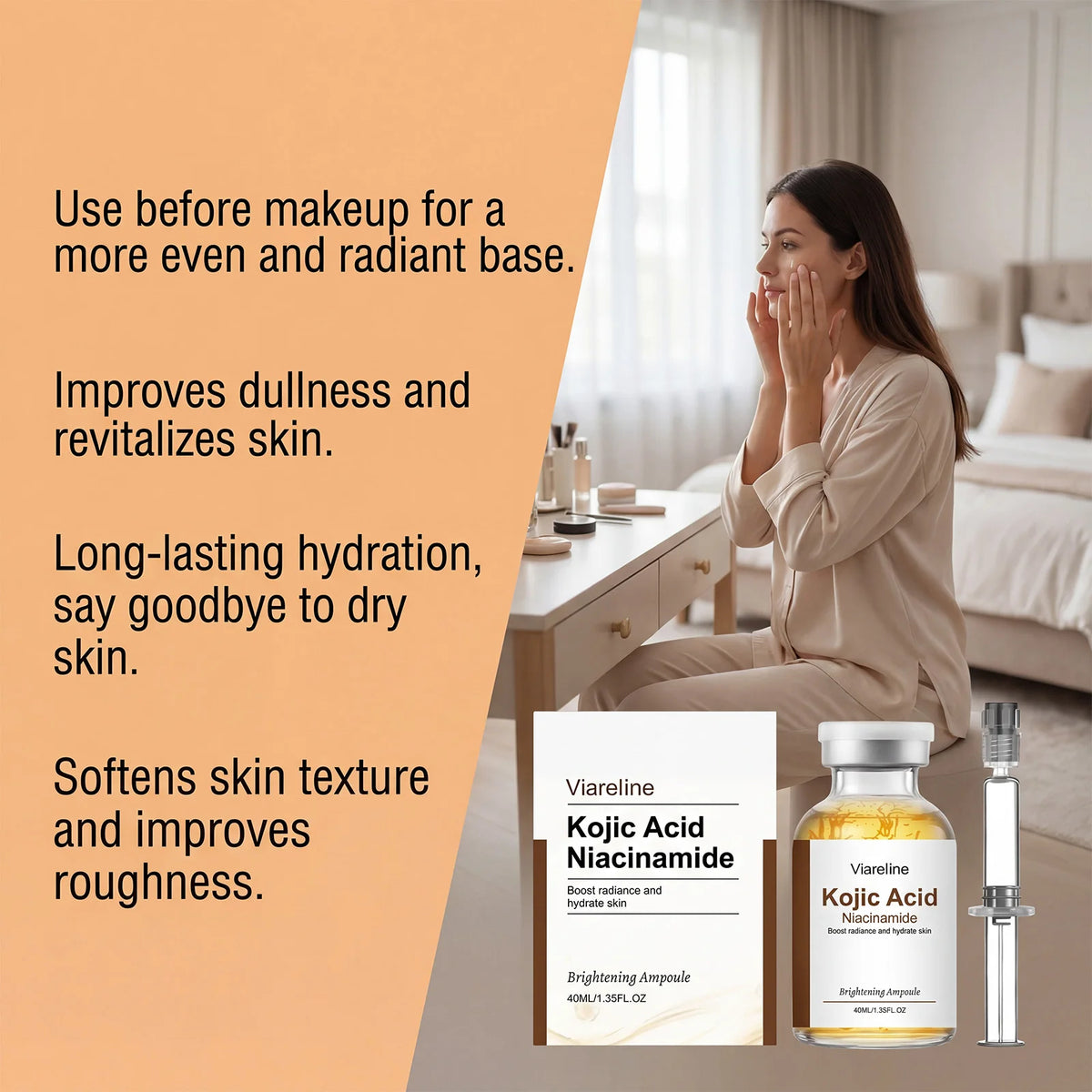 VIARELINE Niacinamide Kojic Acid Brightening Ampoule Serum 40ml Brightening Face Serum SPOT