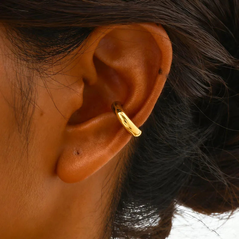 Chunky C-Shape Ear Cuff – 18K Gold PVD, No Piercing Needed Ear Cuff Earring SPOT