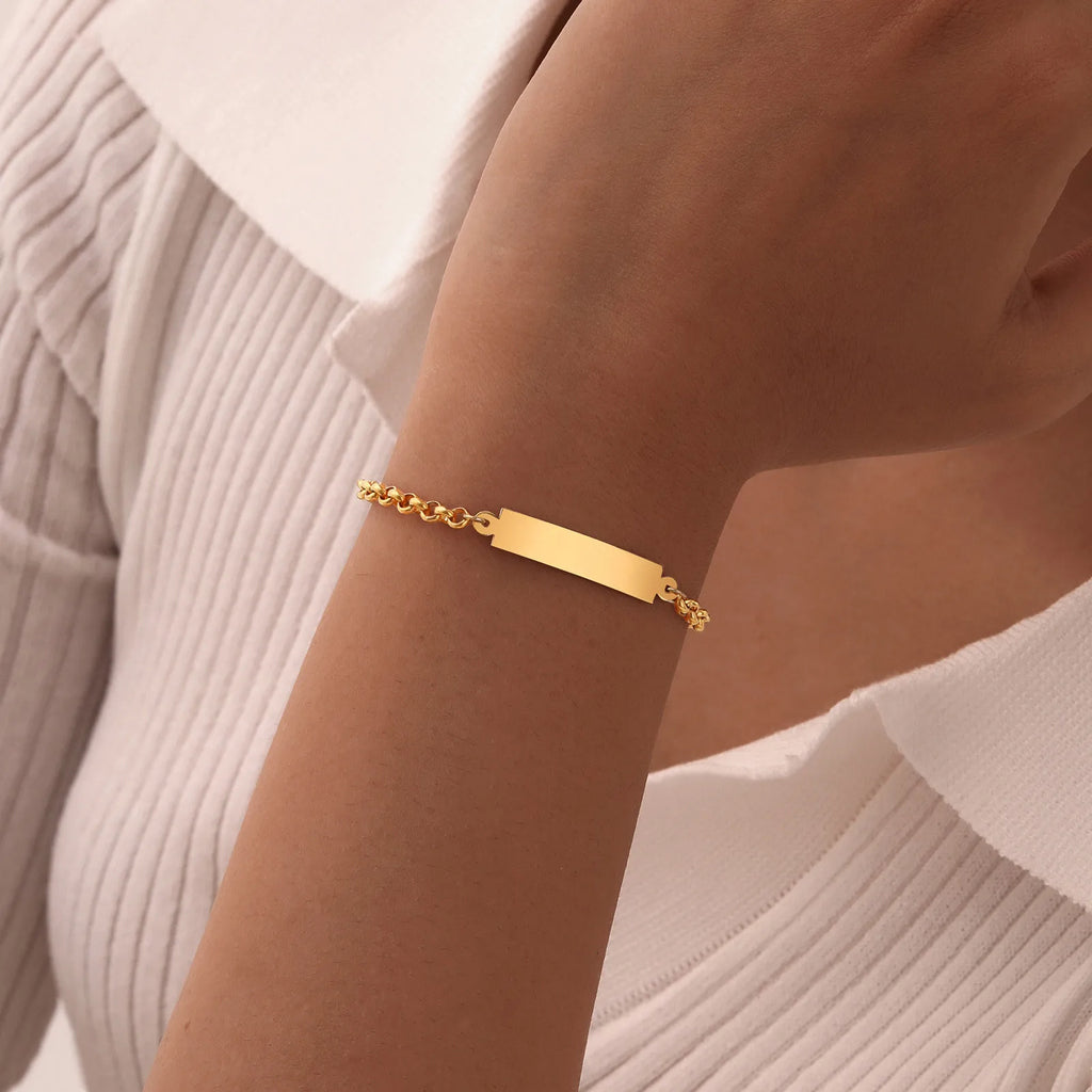 Personalized ID Bar Bracelet – 316L Stainless Steel, Engraved ID Bar Bracelet SPOT