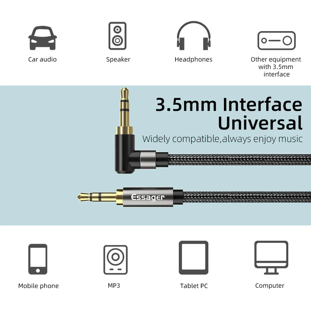 Essager 3.5mm AUX Audio Cable Male to Male Jack 1.5m AUX Audio Cable SPOT
