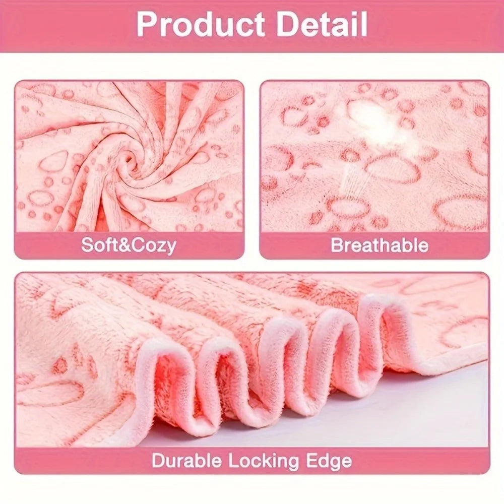 Soft Flannel Fleece Pet Blanket – Paw Print Cat & Dog Mat Pet Blanket Mat SPOT