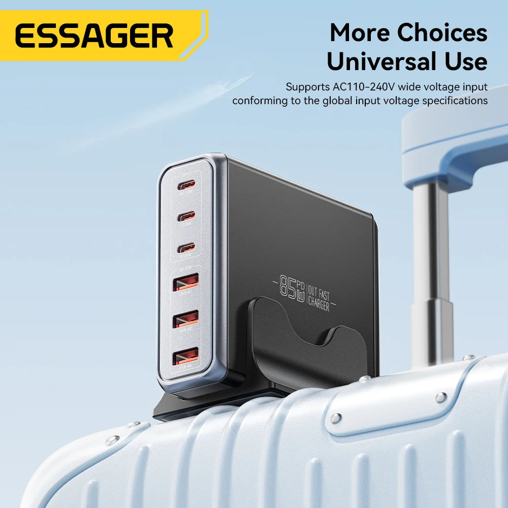 Essager 85W GaN 6-Port USB-C Desktop Fast Charging Station Desktop GaN Charger SPOT
