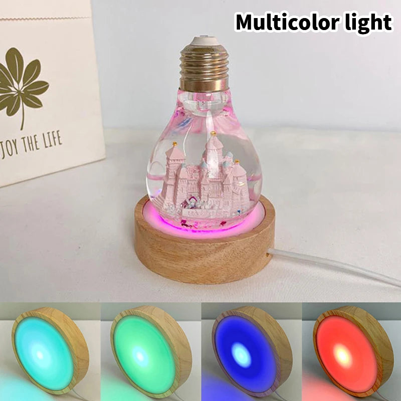 Wooden LED Light Base – USB Rotating Crystal Display Stand LED Display Stand SPOT Multicolor