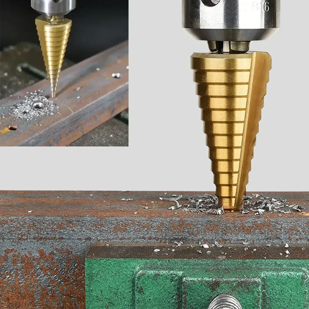 Titanium HSS Step Drill Bit Set – 3-12mm, 4-12mm, 4-20mm Step Drill Bit Set SPOT