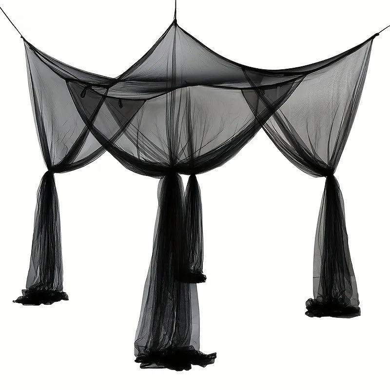 Floor-to-Ceiling Mosquito Net Canopy – Double Opening, All Sizes Bed Mosquito Net SPOT black