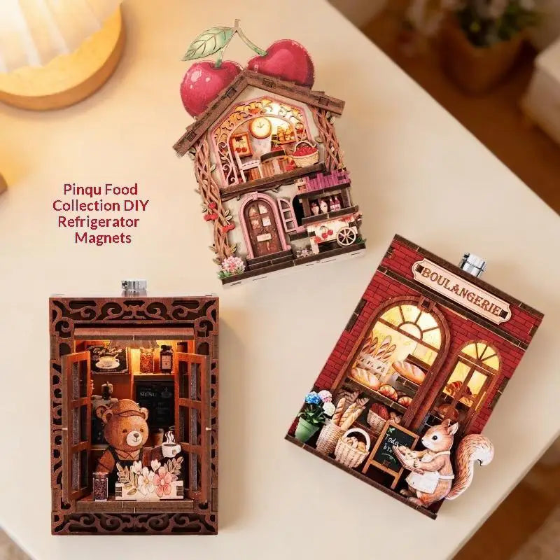 DIY Fridge Magnet Book Nook Kit – Miniature Dollhouse LED Gift DIY Miniature Craft Kit SPOT