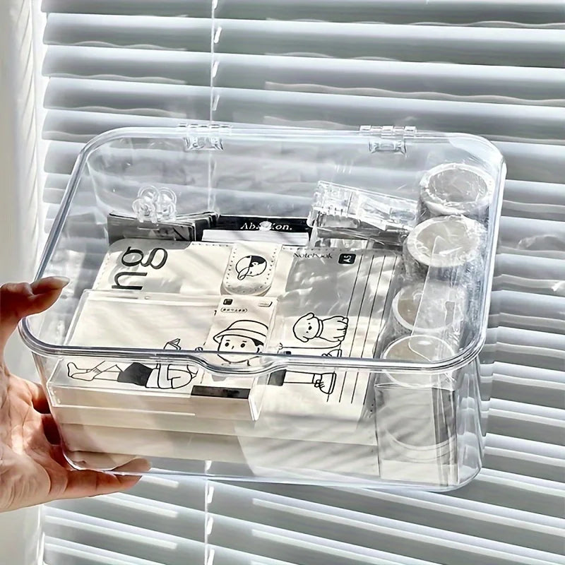 Acrylic Clear Clamshell Desk Organizer for Home, Office & School Desk Organizer Box SPOT