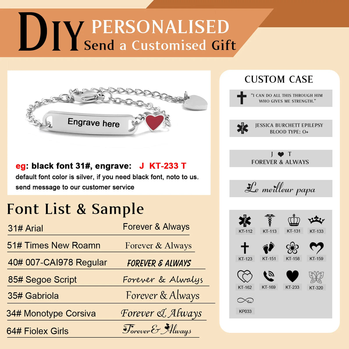 Engravable Heart ID Name Bracelet for Kids – Personalized Gift Personalized ID Bracelet SPOT