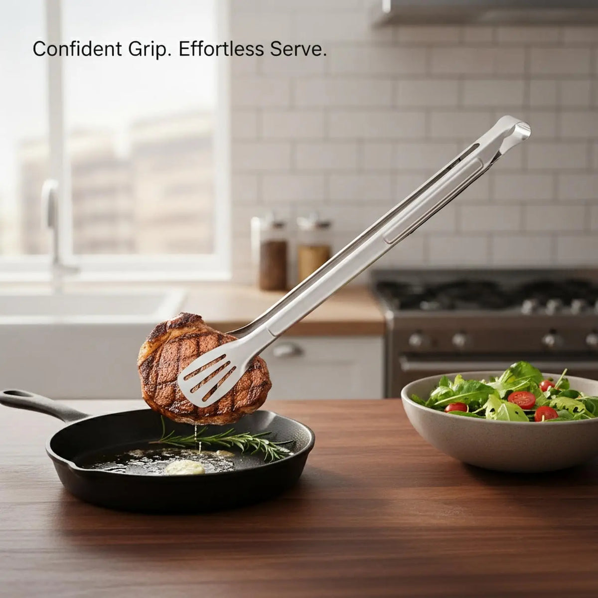 Stainless Steel Food Tongs – Secure Grip Grilling & Serving Kitchen Tongs SPOT