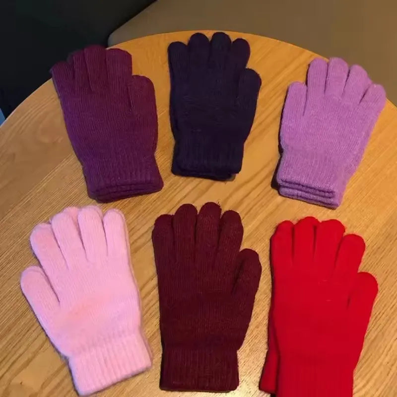 Women's Knitted Cashmere Gloves – Warm Full Finger Winter Knitted Winter Gloves SPOT