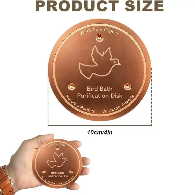Copper Bird Bath Disk – Laser Etched Garden Marker & Decor Garden Bird Decor SPOT