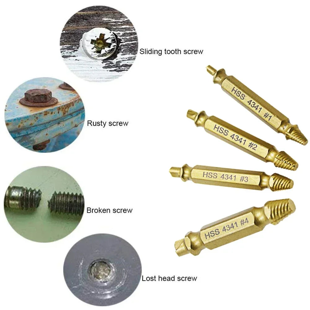 Double-Ended Screw Extractor Set – Stripped Bolt Remover Kit Screw Extractor Set SPOT