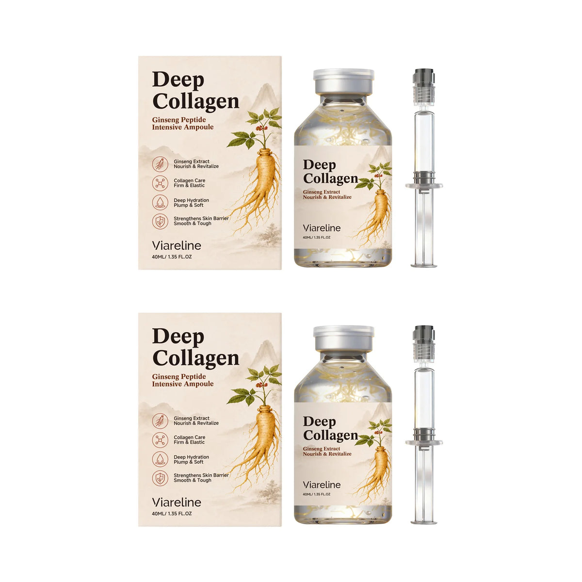 VIARELINE Ginseng Collagen Ampoule Serum – Firming & Brightening Face Serum SPOT 2Pcs