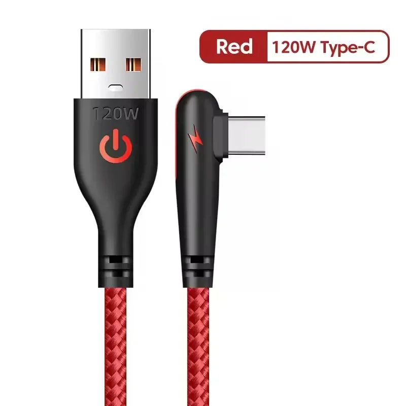 120W USB-C 90° Elbow Fast Charging Cable | Braided Nylon USB-C Charging Cable SPOT RD 1.5m