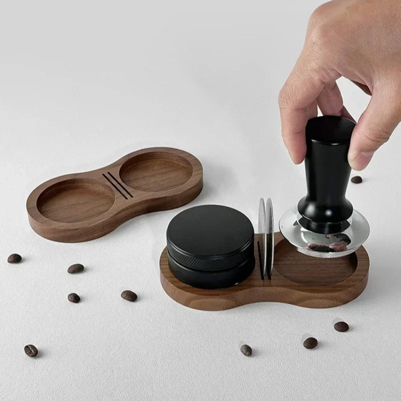Walnut Wood Coffee Tamper Mat Station Stand 51/53/58MM Coffee Tamper Station SPOT