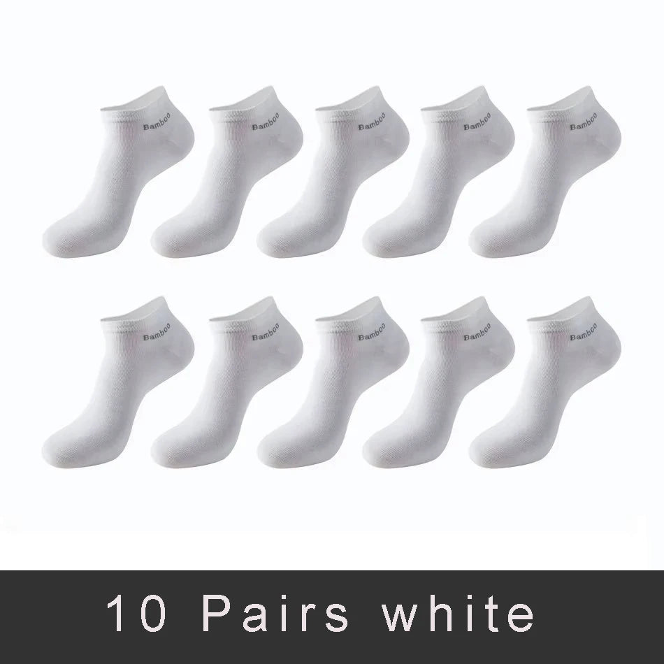 Men's Bamboo Ankle Socks 5/10/15 Pairs – Breathable, Sizes 38–45 Bamboo Ankle Socks SPOT One Size 10 Pairs white