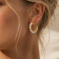 French Vintage Pearl Hoop Earrings – Gold Plated C-Shape Pearl Hoop Earrings SPOT Default Title