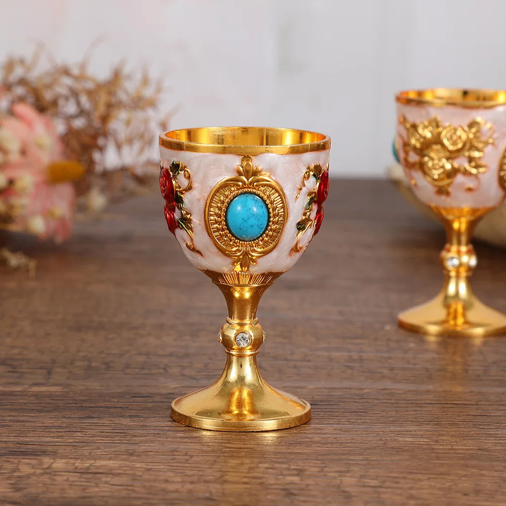 Vintage Brass Medieval Chalice Goblet – Ceremonial Wine Cup Decorative Goblet SPOT