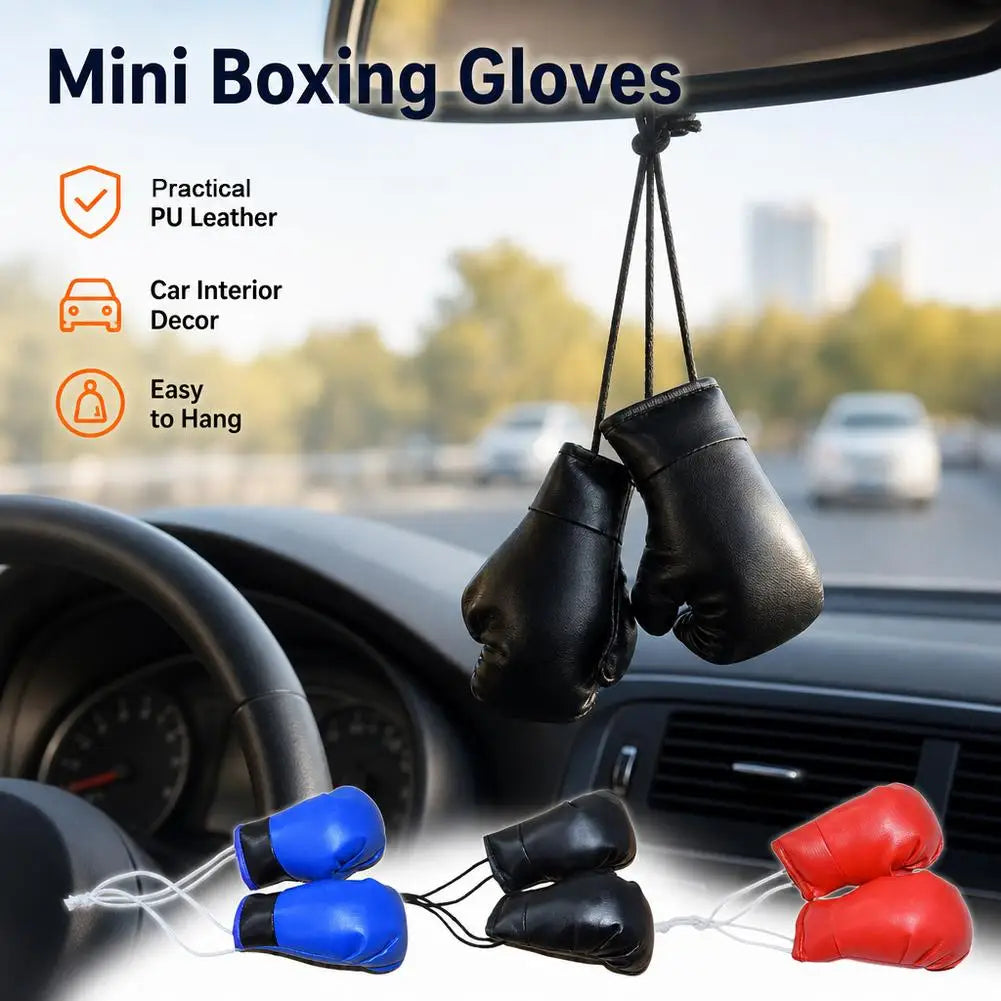 PU Leather Boxing Glove Car Rearview Mirror Pendant Car Mirror Ornament SPOT