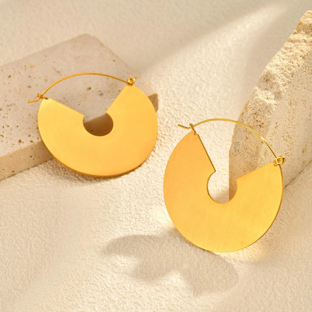 Geometric Gold Hoop Earrings – Hypoallergenic Stainless Steel Hoop Earrings SPOT Default Title