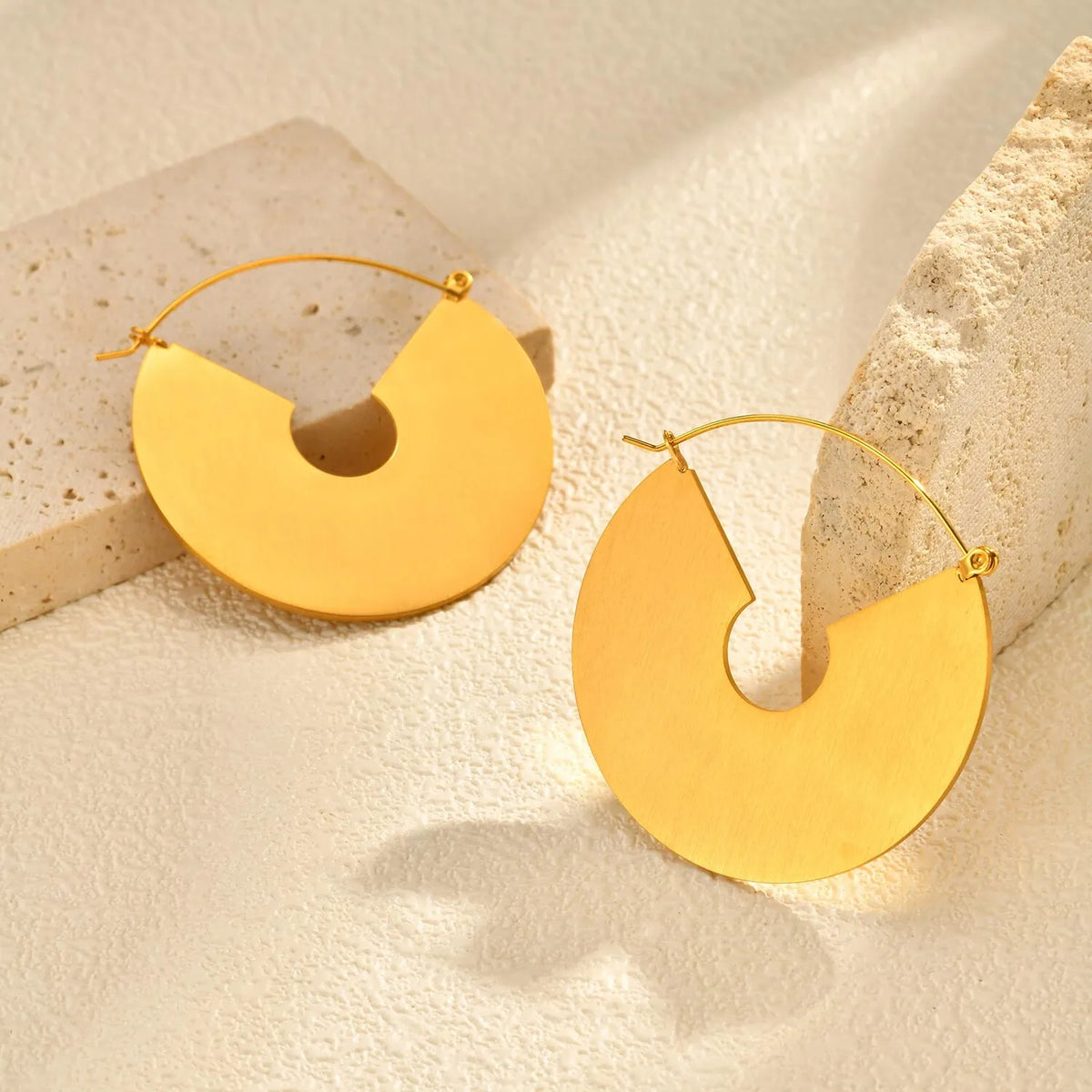 Geometric Gold Hoop Earrings – Hypoallergenic Stainless Steel Hoop Earrings SPOT Default Title
