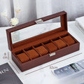 6-Grid PU Leather Watch Box – Luxury Display & Organizer Watch Display Case SPOT Brown