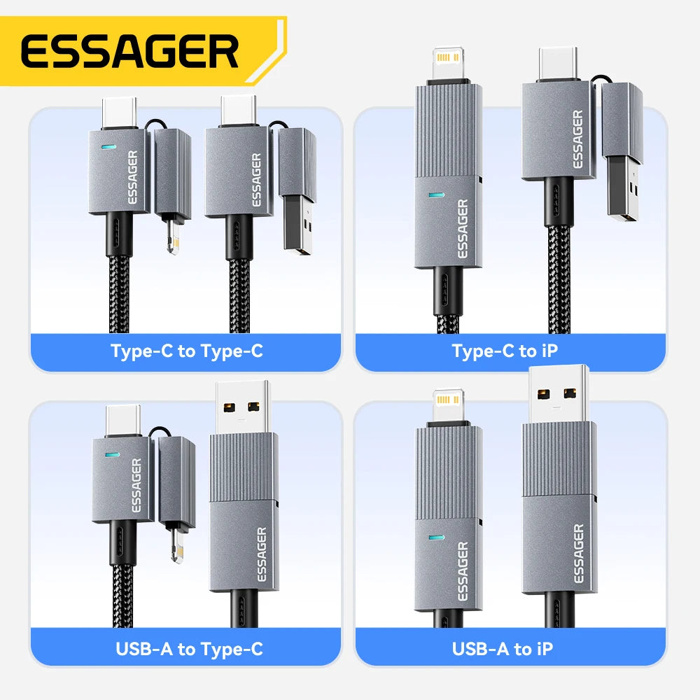 Essager 240W 4-in-1 USB-C Fast Charging Cable – iPhone & Android USB-C Charging Cable SPOT