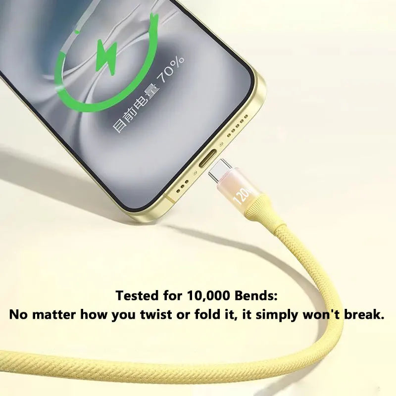 120W USB-C Fast Charging Cable – Nylon Braided Type-C Cord USB-C Charging Cable SPOT