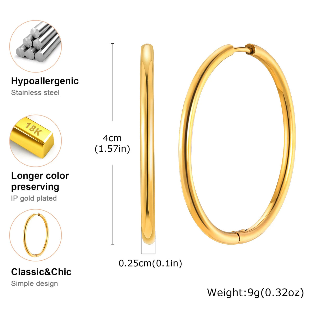 Minimalist Gold Hoop Earrings – Stainless Steel Huggies Hoop Earrings SPOT