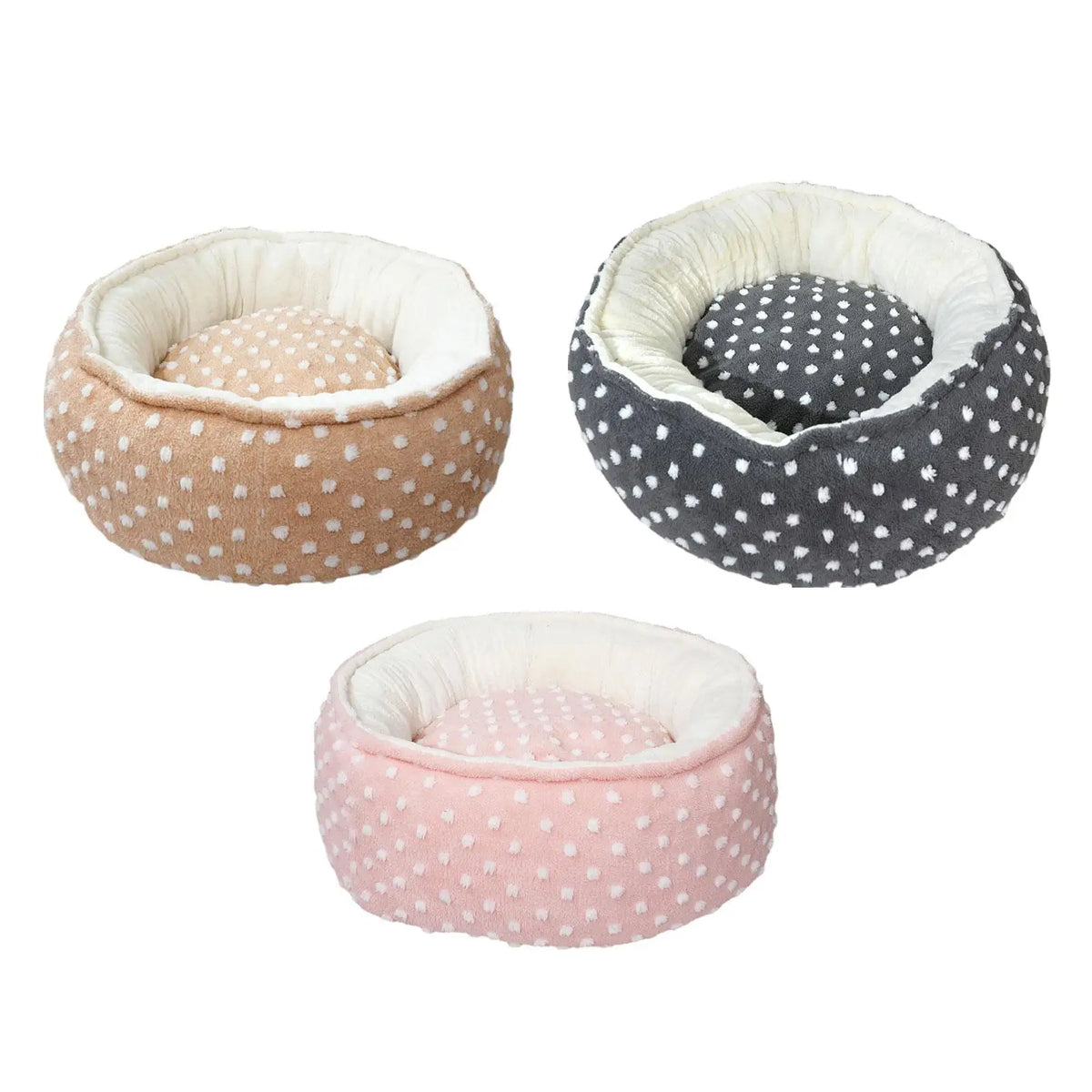 Soft Plush Round Pet Bed for Cats & Small Dogs Round Pet Bed SPOT