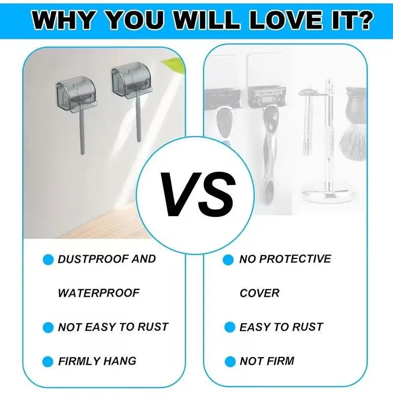 2-Pack Self-Adhesive Razor Holder – Wall-Mounted Shaver Rack Razor Holder Rack SPOT