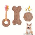 3-Pack Puppy Teething Chew Toys – Soft Rubber Bones for Small Dogs Dog Chew Toys SPOT Brown 3PCS
