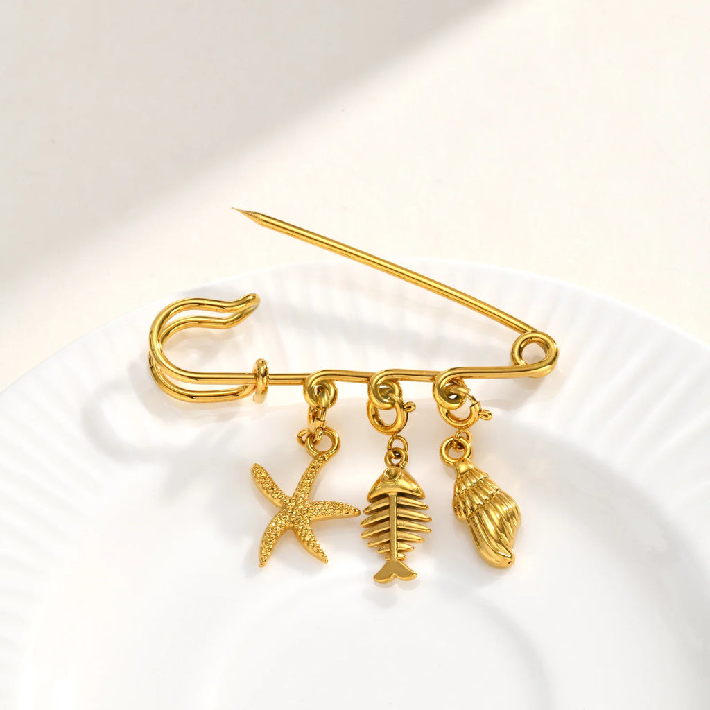 18K Gold Heart Safety Pin Brooch – Anti-Tarnish Cardigan Clip Fashion Brooch Pin SPOT