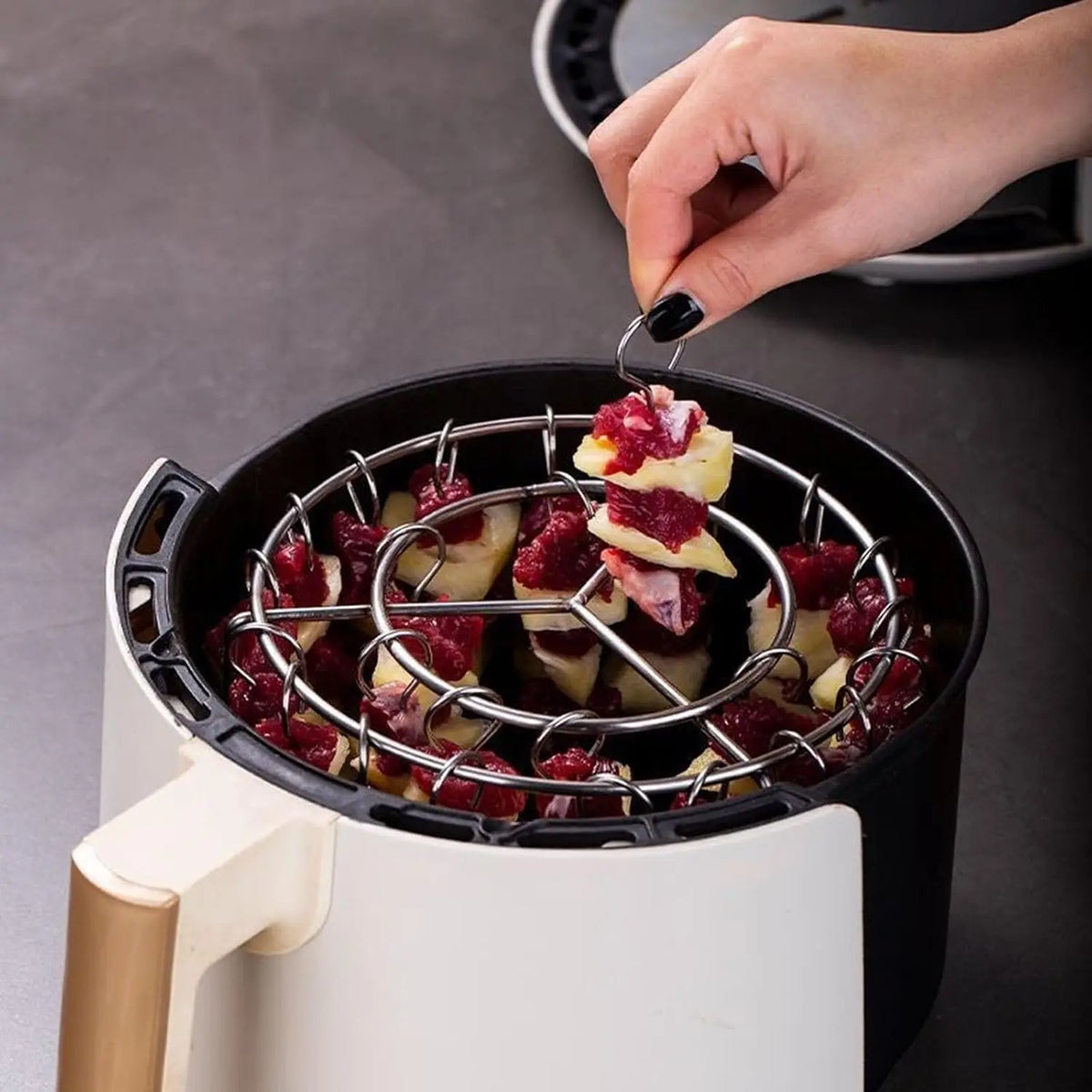 Vertical Air Fryer Skewer Rack – 304 Steel & 24 Skewers Air Fryer Skewer Rack SPOT