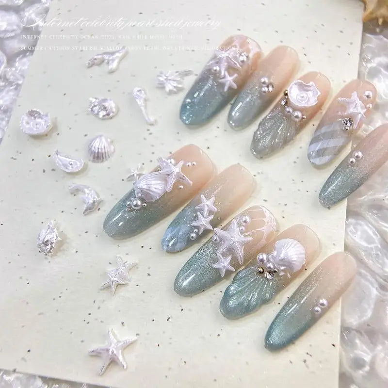 50-Pack Ocean Nail Art Charms – Shell Starfish Resin Jewels Nail Art Charms SPOT