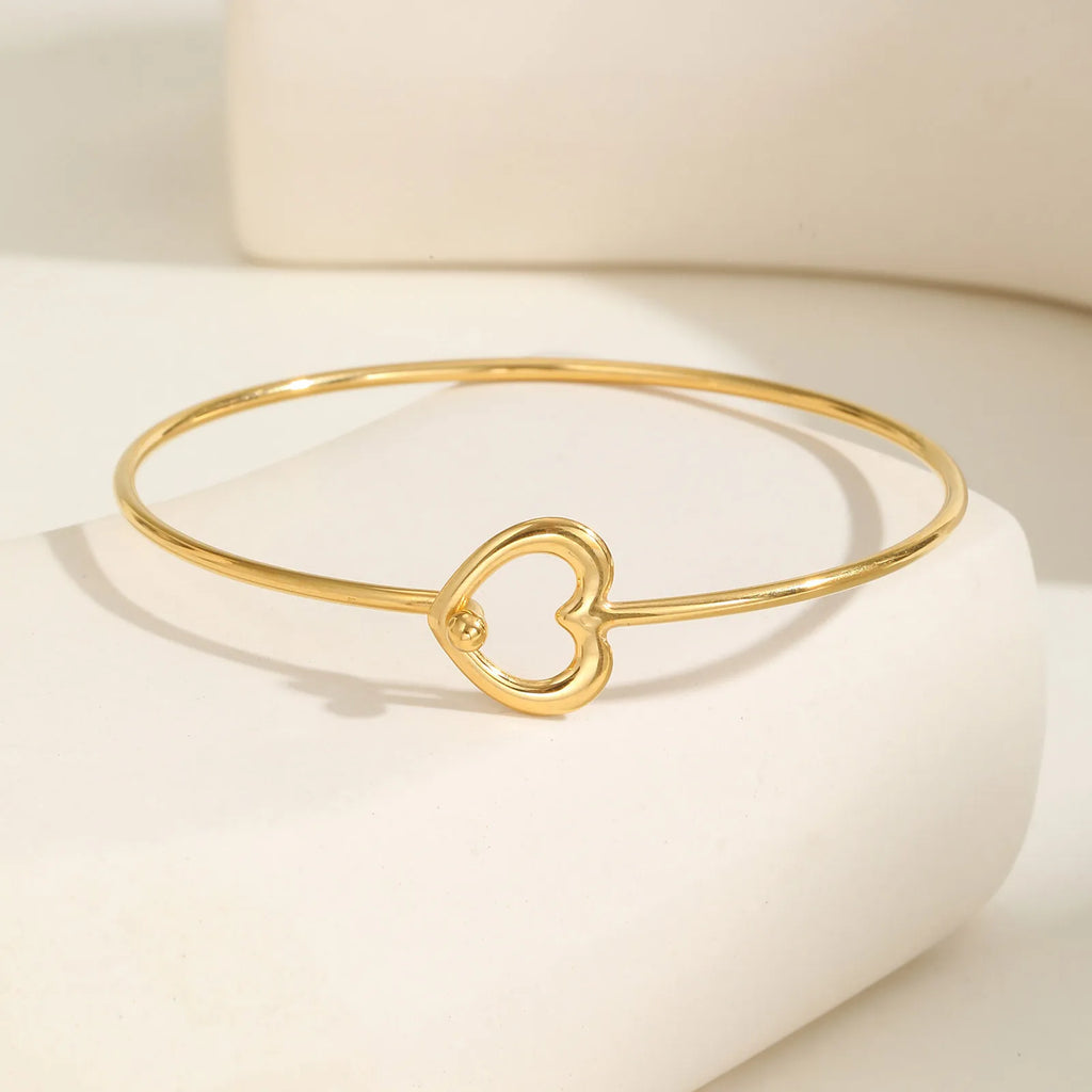Hollow Heart Gold Cuff Bangle Bracelet – Stainless Steel Cuff Bangle Bracelet SPOT