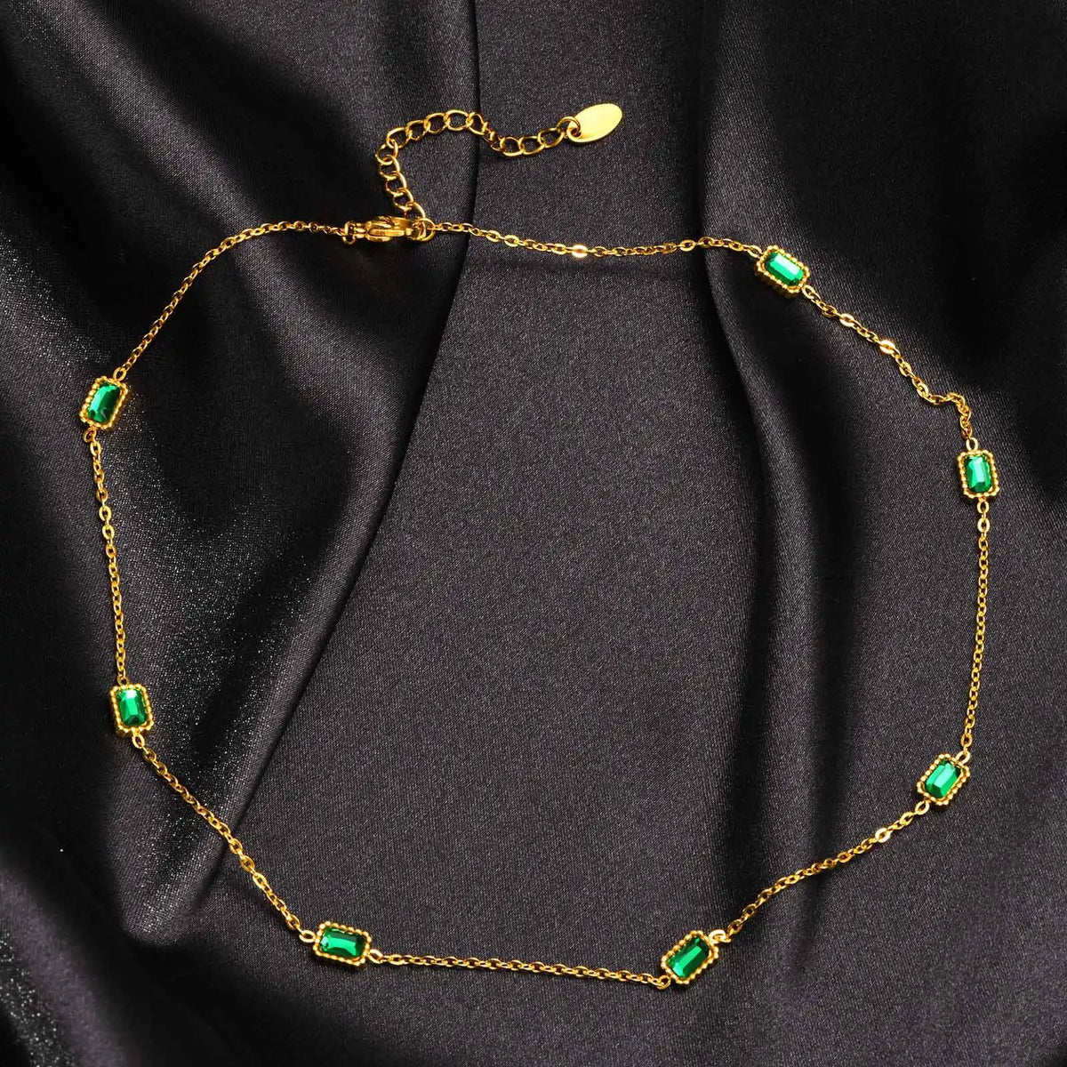 Green Cubic Zirconia Necklace – Gold CZ Charm Women's Jewelry CZ Pendant Necklace SPOT
