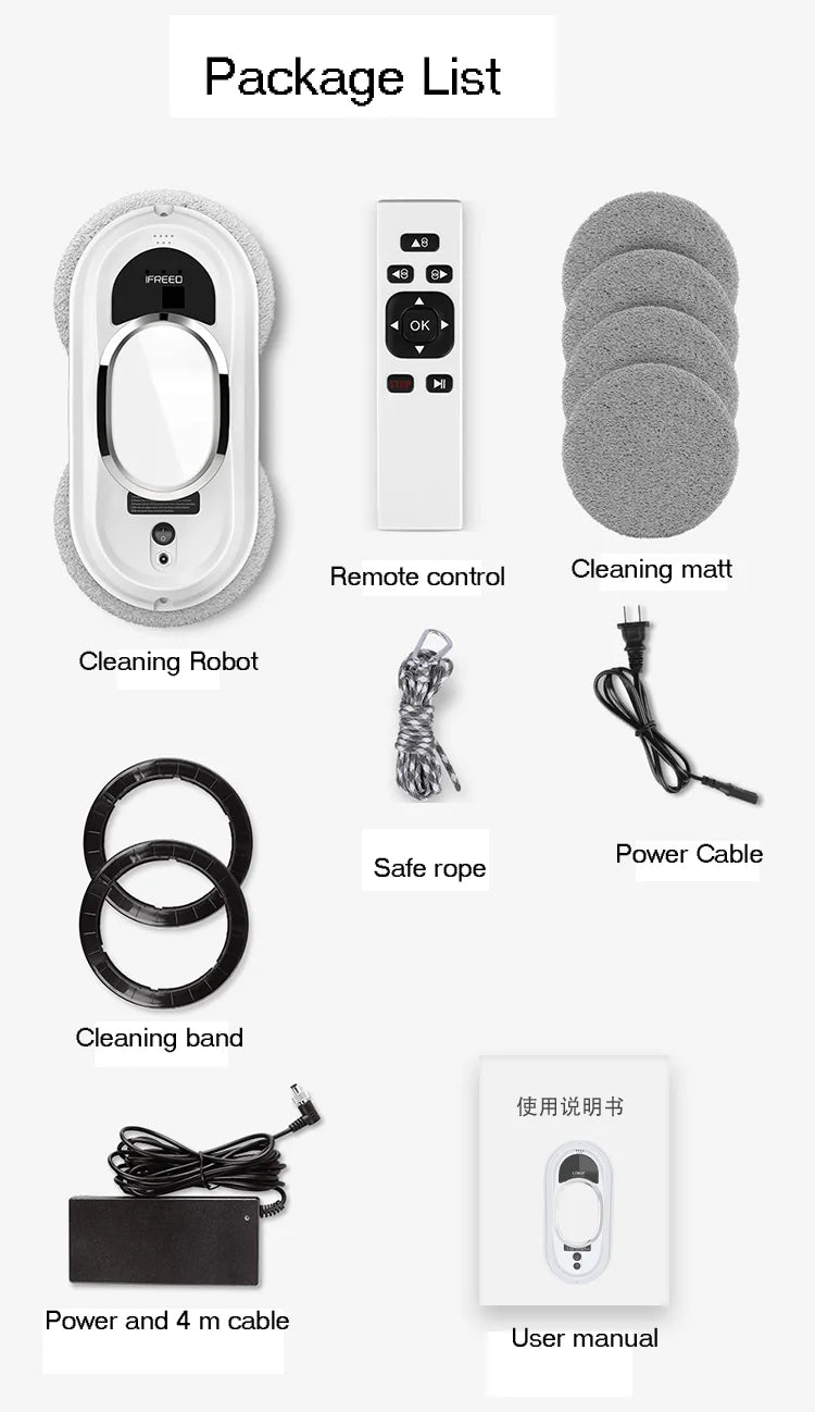 Smart Window Cleaning Robot – App & Remote Controlled | W45D Window Cleaning Robot SPOT White EU