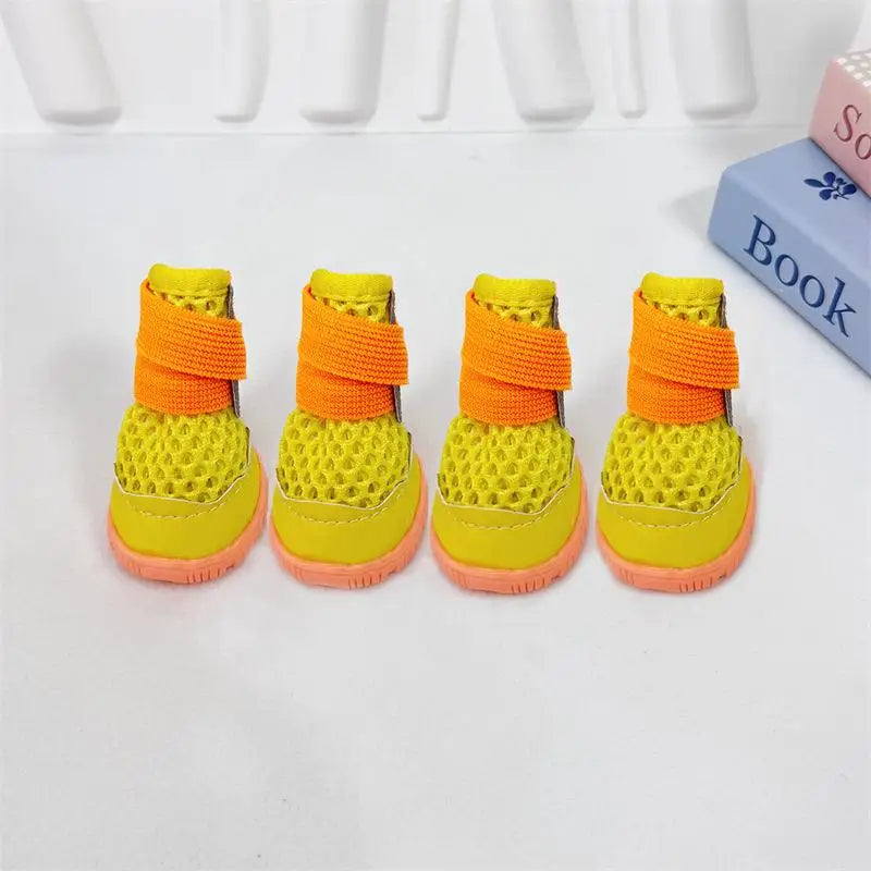 Breathable Mesh Dog Shoes 4-Pack – Non-Slip Small Dog Sandals Dog Shoes SPOT