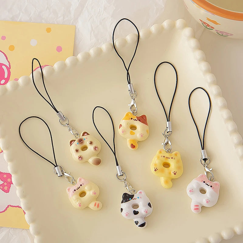 6-Pack Kawaii Cat Cookie Phone Charm Strap & Keychain Set Phone Charm Keychain SPOT Default Title