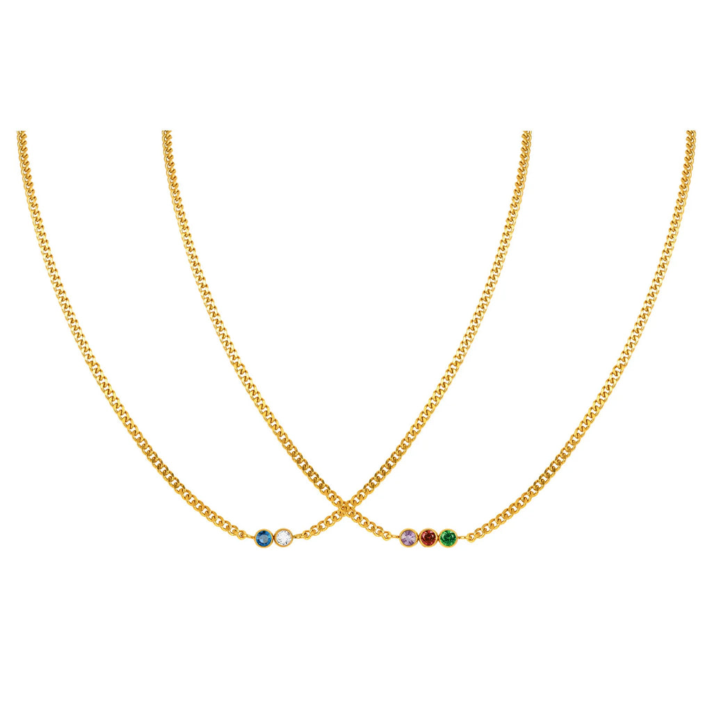 18K Gold Plated Colorful Zircon Cuban Chain Necklace Women Chain Necklace SPOT