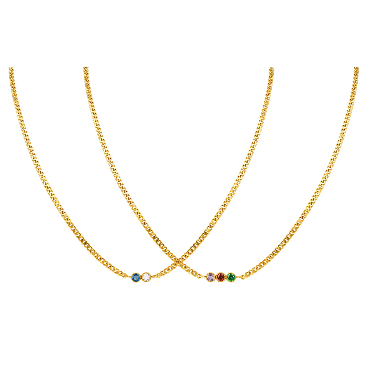 18K Gold Plated Colorful Zircon Cuban Chain Necklace Women Chain Necklace SPOT