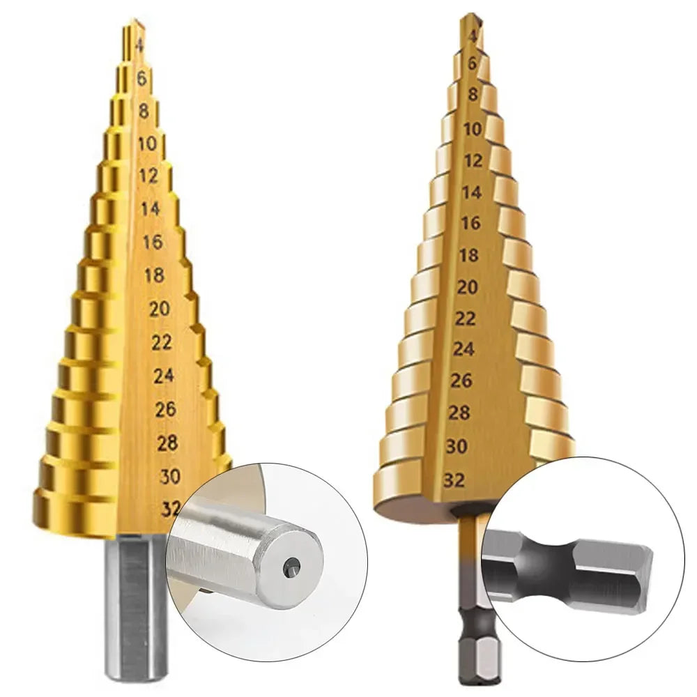 HSS Titanium Step Drill Bit Set – 3-12mm, 4-12mm, 4-20mm Step Drill Bit Set SPOT