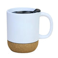 Cork Base Frosted Ceramic Coffee Mug with Lid – 350ml Ceramic Coffee Mug SPOT White
