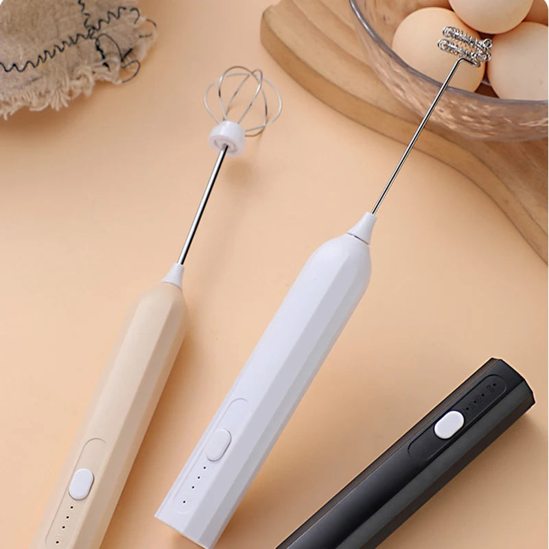 USB Rechargeable Double-Head Milk Frother & Egg Beater Handheld Milk Frother SPOT