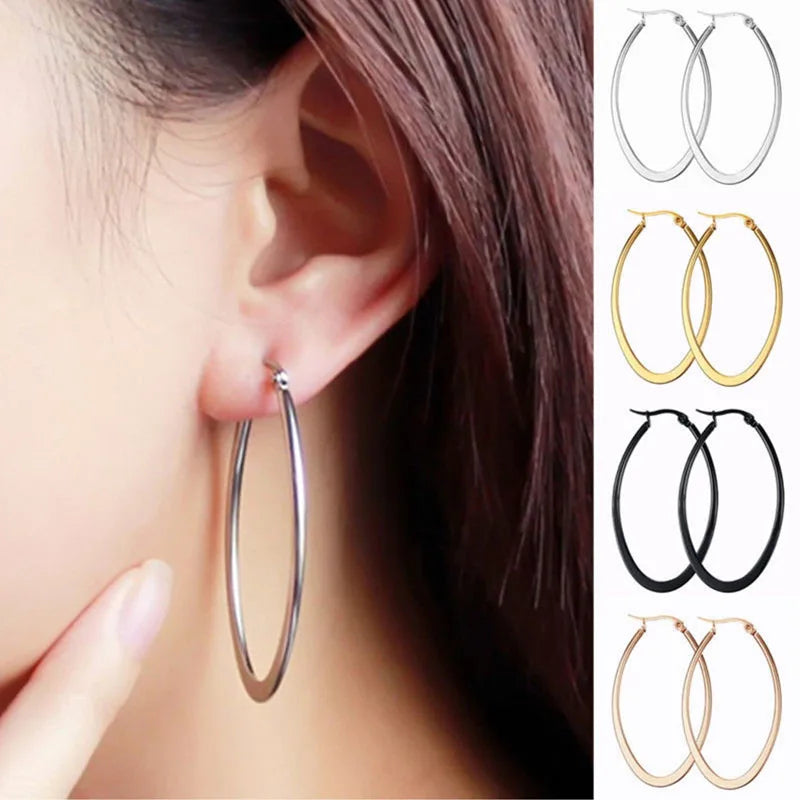 Meaeguet Stainless Steel Geometric Hoop Earrings | Hypoallergenic Hoop Earrings SPOT