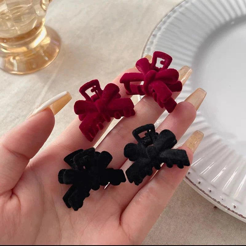 5-Pack Mini Velvet Bow Hair Claw Clips – Women & Girls Hair Bow Clips SPOT